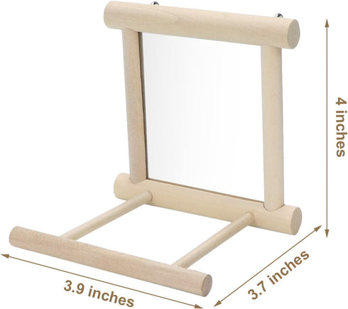 Bird Mirror with Perch, Bird Toys for Parrots, Budgies, Cockatiels, Lovebirds, Finches, Canaries