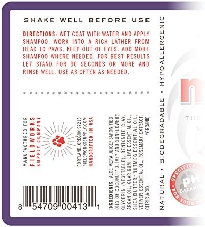 Moosh Natural Dog Shampoo, Promotes Healthy Hair, Coat, and Skin, Helps Hot Spots, Dry Itchy Skin, Pet Odor Eliminator