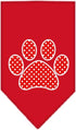 Pet and Dog Bandana Screen Printed, Red Swiss Dot Paw Yellow Small