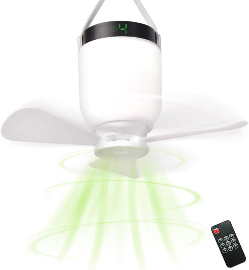 HOYECHI Camping Accessories Fan with Light - Portable Rechargeable Tent Fan with