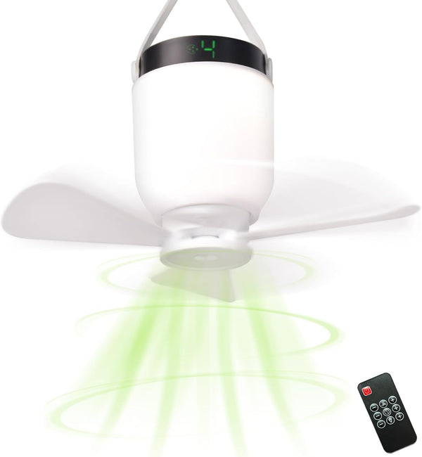 HOYECHI Camping Accessories Fan with Light - Portable Rechargeable Tent Fan with