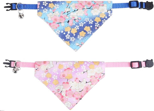 Cat Collars Breakaway with Bandana Bell Japanese Pet Kitten Collar Adjustable for Small Dog Puppies Girl Boy