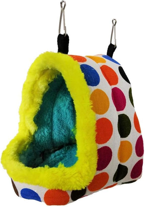 Bird Hanging Hammock - Winter Warm Plush Snuggle Pet Cave for Parrot, Lovebird, Budgie, Cockatiel (Medium)