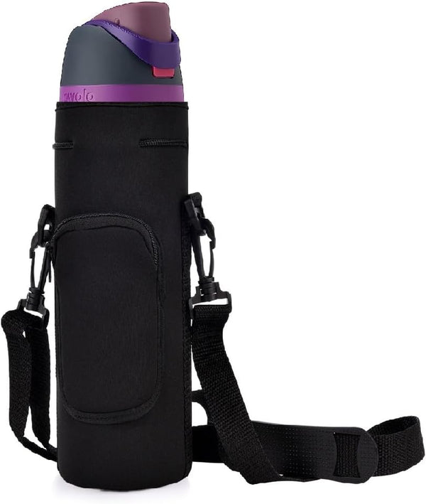 Neoprene Carrier Water Bottle Insulation Sleeve, Waterproof Anti-Slip Pouch with Shoulder Strap for Owala 24 oz Bottle