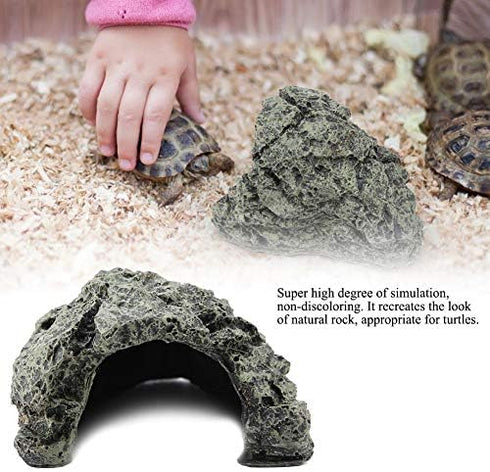 TOPINCN Aquarium Fish Hiding Cave, High Simulation Crawling Turtle Reptile Habitat Decoration, Small