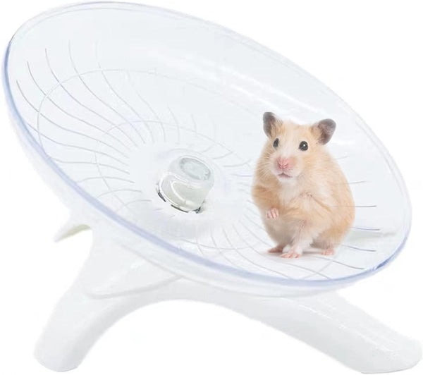 Silent Running Hamster Flying Saucer Exercise Wheel for Hamsters, Gerbils, Mice, Hedgehog, and Other Small Pets (White)