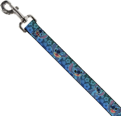 Buckle-Down Dog Leash Stitch Expressions Hibiscus Collage Green Blue Fade 6 Feet Long 1.5 Inch Wide, Multicolor (DL-6FT-WDY262-W)