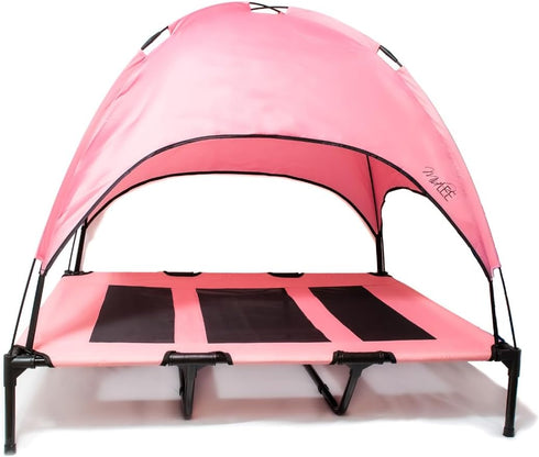 Midlee Pink Dog Cot Bed with Canopy, Large - 30" x 36"