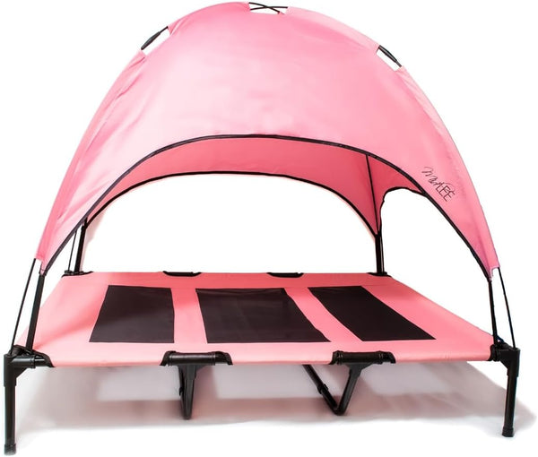 Midlee Pink Dog Cot Bed with Canopy, Large - 30" x 36"