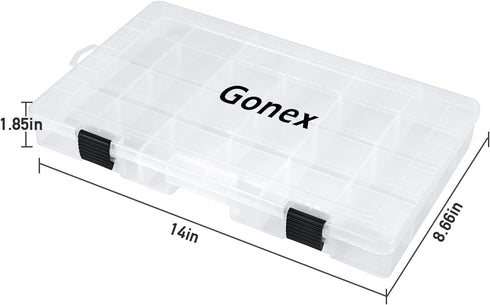 Gonex Fishing Tackle Boxes, 3600 3700 Tackle Trays with Adjustable Dividers, Clear Plastic Organizer for Fishing