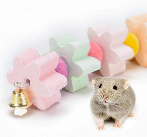 Parrot Beak Trimmer Calcium Stone Chinchilla Grinding Teeth Lava Block Chewing Toys with Bell 2 Pieces