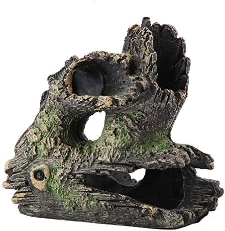 Aquarium Tree Stump, Resin Hollow Tree Trunk Habitat with Hideout Holes for Fish Tank Decoration