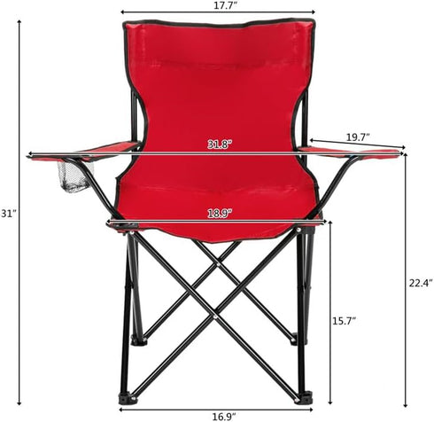 NOLLAM 230 LBS Outdoor Camping Folding Chair, Heavy Duty Support Steel Frame Collapsible Padded Arm Chair with Cup