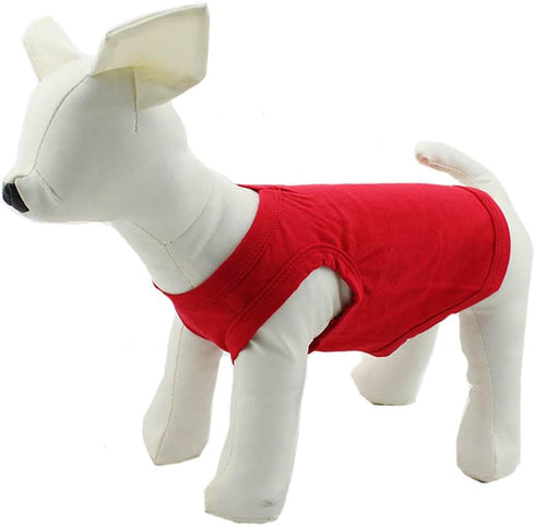2019 Pet Clothes Dog Clothing Blank T-Shirt Tanks for Small Medium Large Dogs | 100% Cotton Summer Vest, Classic Red