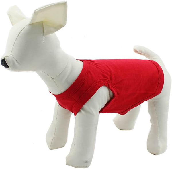 2019 Pet Clothes Dog Clothing Blank T-Shirt Tanks for Small Medium Large Dogs | 100% Cotton Summer Vest, Classic Red