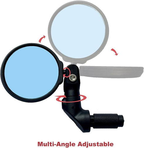 Hafny NEW Multi-Adjustable Bar End Bike Mirror, HD Safe Blast-Resistance Glass Cycling Mirror, E-bike Mirror