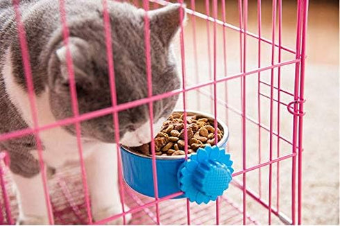DEVILMAYCARE Pet Feeder Dog Bowl, Stainless Steel Food Hanging Bowl, Pink