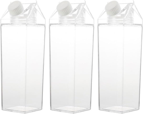 UPKOCH 3pcs 500ml Ps Carton Milk and Juice Bottles Reusable Adorable Water