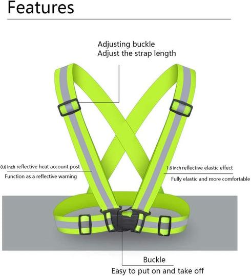 Reflective Vest, 2pcs Adjustable High Visibility Safety Vest with 4pcs Reflective Armbands for Outdoor Activities