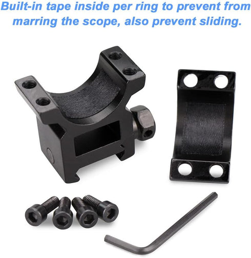 Scope Rings, High Profile Rifle Scope Mounts for Picatinny Rail (1 inch, Set of 2)