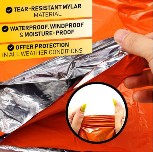 GALAXYLENSE Galaxy Thermal Mylar Emergency Ponchos, Reversible Raincoat Blanket, 8 Packs for Outdoor Use