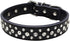 Rhinestones Dog Collar - Adjustable Sparkly Crystal Studded Genuine Leather for Small and Medium Dogs, L Black