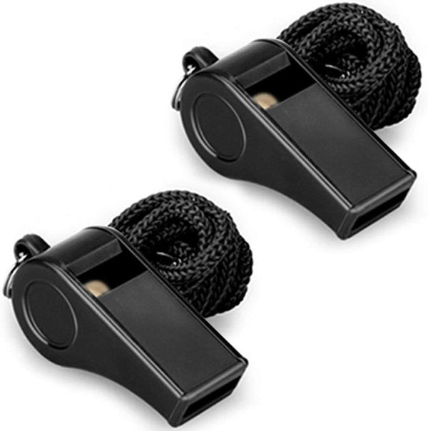 Whistle, 2 Packs Plastic Sports Whistles with Lanyard, Loud Crisp Sound Ideal for Coaches, Referees, and Officials