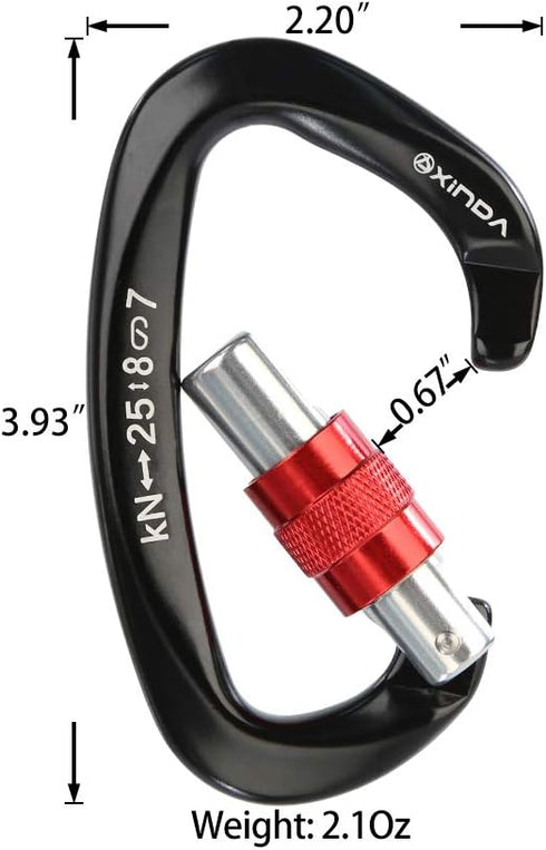 Screwgate Locking Carabiner Clip - Professional Rock Climbing Carabiner Screw Lock, Heavy Duty for Climbing,
