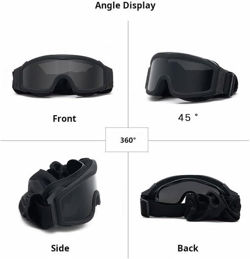 LEJUNJIE Airsoft Goggles, Tactical Safety Goggles with Anti Fog Paintball Goggles and 3 Interchangeable Lenses for