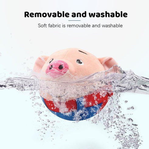 Active Moving Pet Plush Toy, Squeaky Moving Dog Ball Toy, Washable Cartoon Pig Electronic Dog Toy for Boredom Talking