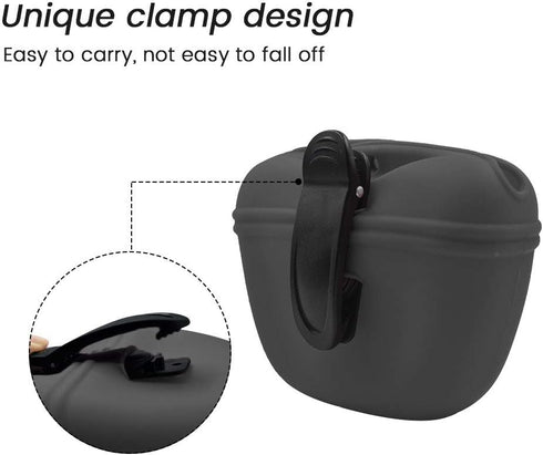 AUDWUD Silicone Dog Treat Pouch - Portable Training Container with Dog Training Clicker and Magnetic Buckle
