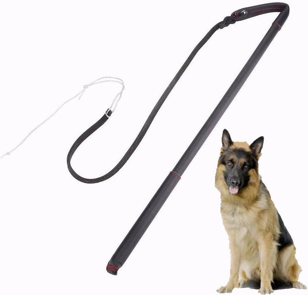 Pssopp Cowhide Dog Agitation Whip, Dog Teaser Wand for Pulling, Chasing, Chewing, Teasing, Outdoor Training