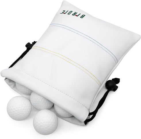 Golf Valuables Pouch, Leather Tee Pouch with Drawstring Closure, Portable Golf Accessories
