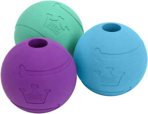 Chew King Fetch Balls, Extremely Durable Natural Rubber Toy, 3 inch Balls (CM-0263-CS01), 3 Count (Pack of 1)