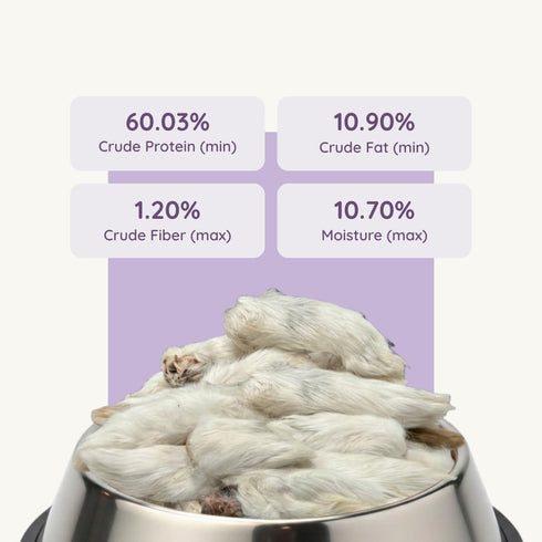 Benji & Louie 2.5 oz, 12 Count Air Dried Rabbit Feet - Whole Rabbit Front Feet with Fur - Natural Healthy Dog Treats
