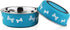 Printed Teal Blue Anti-Skid Stainless Steel Water and Food Feeding Bowl for Small Dogs and Cats (2 bowl)