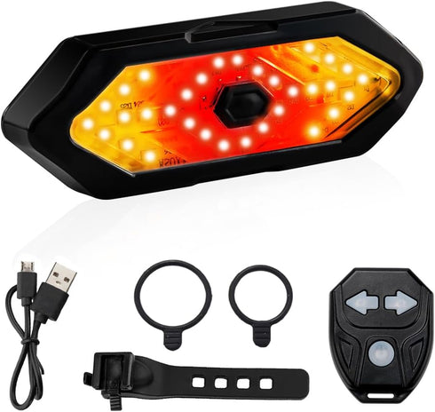 Teguangmei Bike Tail Light with Turn Signals, USB Rechargeable Rear Light with Wireless Remote Control