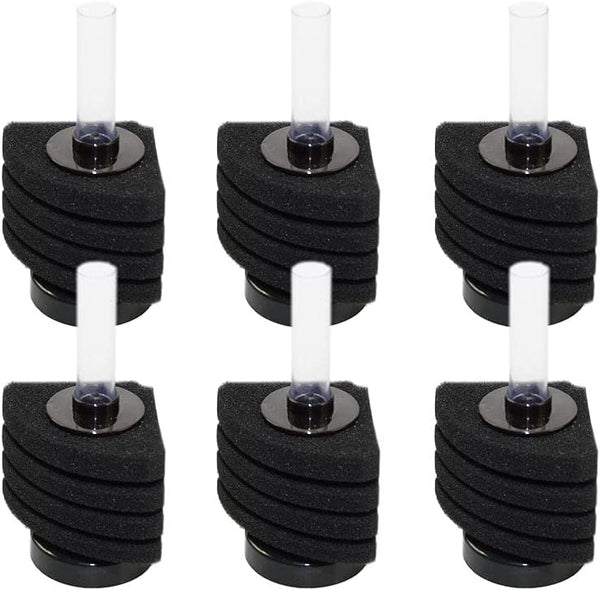 Aquarium Bio Cylinder Nano Breeding Corner Sponge Filter - Set of 6, 2.25" x 4.75"