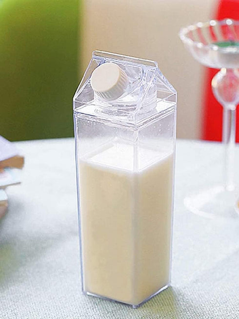 Abizarch 500Ml/1000Ml 2 Clear Milk Carton Water Bottle Leak-proof Milk Box Water Bottle with Spouts Portable Reusable
