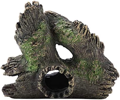 Aquarium Tree Stump, Resin Hollow Tree Trunk Habitat with Hideout Holes for Fish Tank Decoration