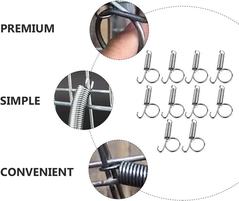 10PCS Metal Finger Spring Latch Hook for Fixing Pet Cage Door for Rabbit Cages, Bunnies, Hamsters