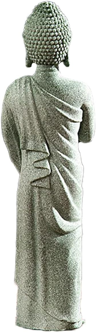 Japanese Sandstone Buddha Statue - Handmade 7.1” Zen Buda Sculpture for Aquarium Decorations, Pagoda Garden Decor