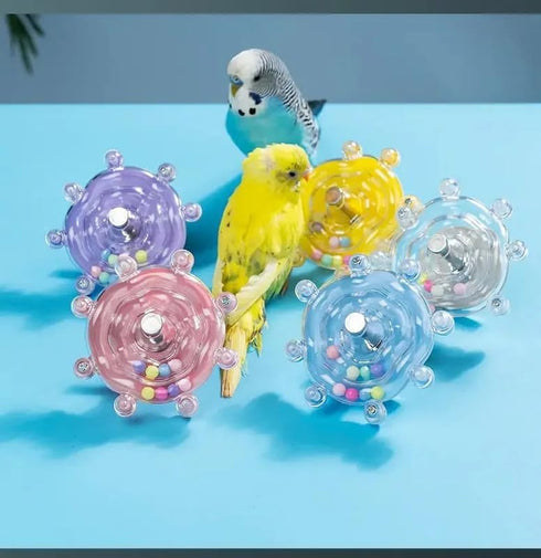 LEZHUJIA 5-Pack Interactive Rotating Treat Dispenser for Small and Medium Parrots Cage-Mounted Toy with Spinning Balls