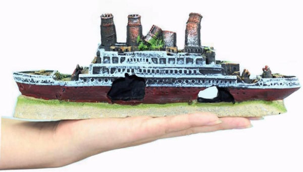 Aquarium Shipwreck Decorations, Resin Titanic Lost Wrecked Boat, Sunken Ship Ornament for Fish Tank