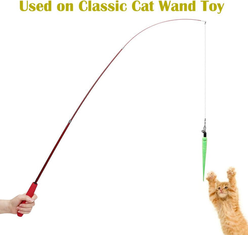 10PCS Cat Worm Toy for Cats - Cat Wand Toy Accessories and 1PC Black String for Cat Fishing Pole Teaser Kit