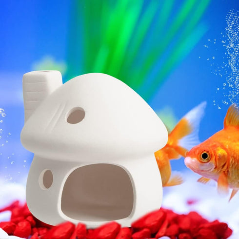 Fish Tank Decor Mushroom House, Aquarium Decorations for Betta, Shrimp, Goldfish, and Reptiles