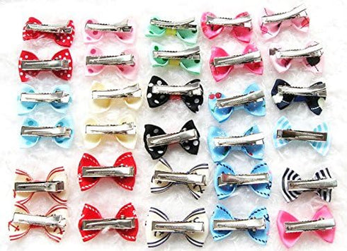 20Pcs Dog Hair Clips - Heart Sunglass Pet Hair Bows, Multicolor Alligator Hairpins for Small Animals