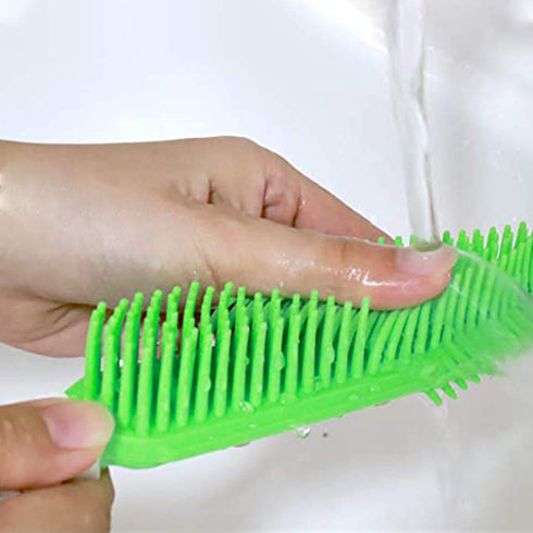 2 Pack Pet Hair Remover Rubber Portable Cleaner for Carpet, Clothes, Furniture, and Dog Cat Bath Brush (Green + Blue)