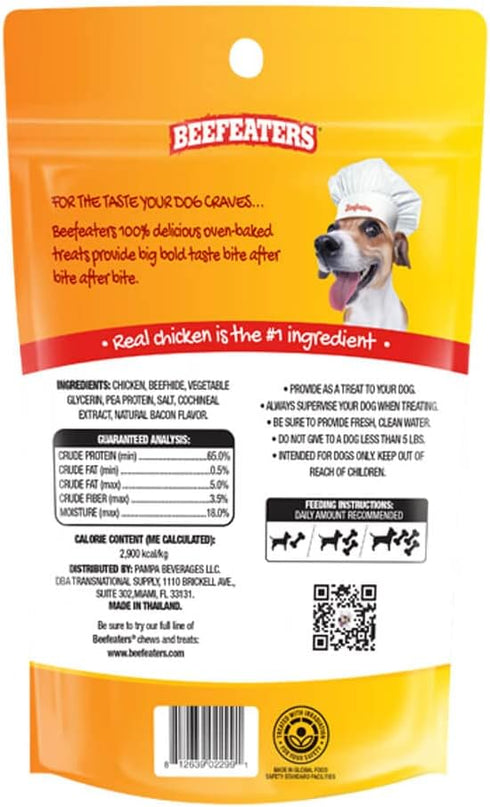 Beefeaters Dog Treats - Triple Flavor Wings 1.48oz Case of 12 | Rawhide Dog Treats Wrapped with Real Chicken | Promotes Dental Health | Dog Food Long-Lasting Chew | Training Treats for All Dog Sizes