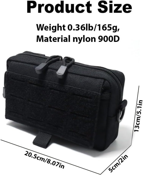 Tactical Admin Pouch Utility Molle Pouch EDC Tool Bag of Laser-Cut Design EMT Medical First Aid Kit Pouch Includes Flag